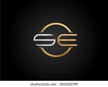 SE circle Shape Letter logo Design in silver gold color
