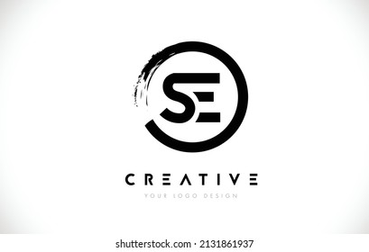 SE Circular Letter Logo with Circle Brush Design and White Background.