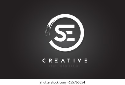 SE Circular Letter Logo with Circle Brush Design and Black Background.