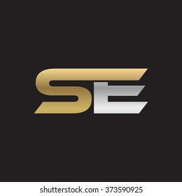 SE company linked letter logo golden silver black background