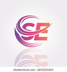SE Creative Gradient Swirl Monogram Logo - Design moderno da marca da letra abstrata para a marca profissional e a identidade digital