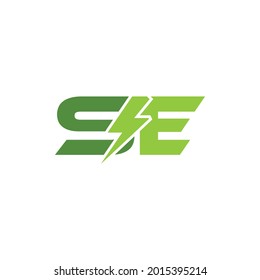 SE, SE creative initial  vector Letter Logo Design Monogram template  logo, SE  letter logo, SE electrical energy logo Lighting bolt power