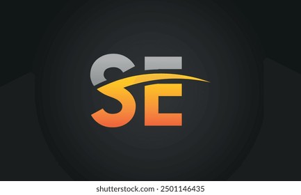 SE creative and modern letter logo design. SE logo design vector in black background.