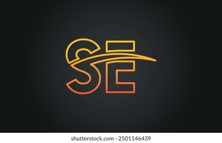 SE creative and modern letter logo design. SE logo design vector in black background.