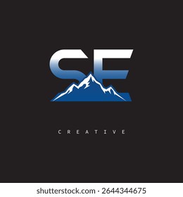 SE Creative Mountain Logo Bold Gradient Letter mark Branding Design for Business Outdoor Brands