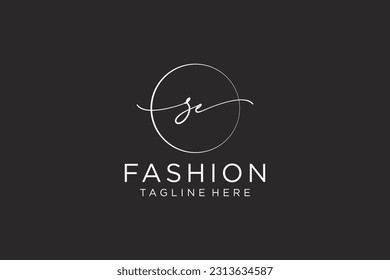 SE Feminine logo beauty monogram and elegant logo design, handwriting logo of initial signature, wedding, fashion, floral and botanical with creative template.