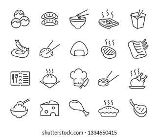 se of food icons, such as shushi, meal, steak, noodle, onigiri