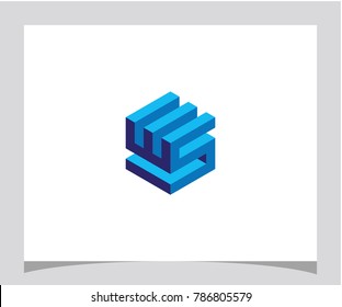 SE initial box abstract geometric hexagon cube symbol icon letter logo brand company design vector