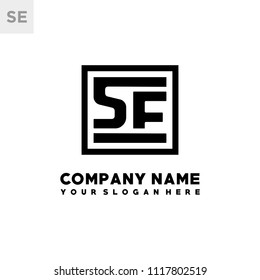 SE initial box letter logo template vector