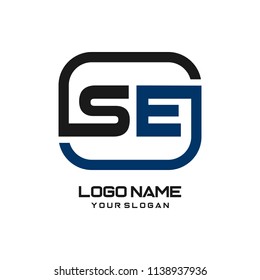 SE initial box letter logo template vector