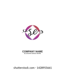 SE Initial handwriting logo vector