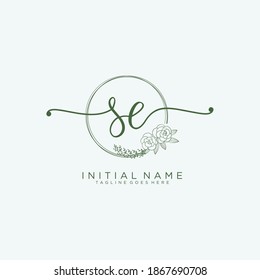 SE Initial handwriting logo vector