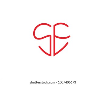 SE initial heart shape red colored logo