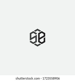 se initial hexagon. logo vector line