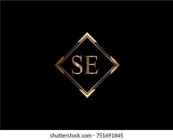 SE initial letter diamond shape golden logo