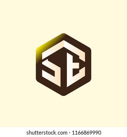 SE Initial letter hexagonal logo vector