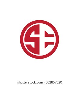 SE initial letters circle business logo red