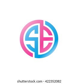 SE initial letters looping linked circle logo pink blue