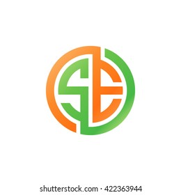 SE initial letters looping linked circle logo orange green