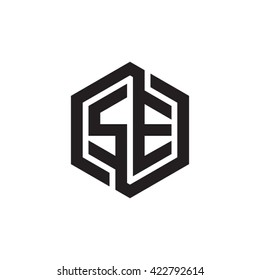 SE initial letters looping linked hexagon monogram logo