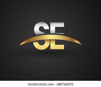 SE initial logo company name colored gold and silver swoosh design. vector logo for business and company identity.
