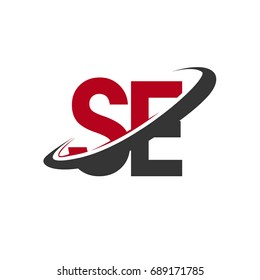 SE initial logo company name colored red and black swoosh design, isolated on white background. vector logo for business and company identity.