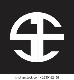 SE Initial Logo design Monogram Isolated on black and white