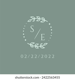 SE initial modern monogram wedding with creative circle line