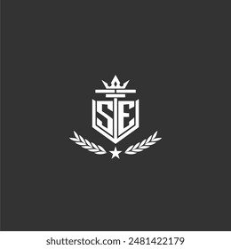 SE initial monogram brand logo design for crown vector image