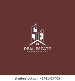 SE initial monogram building and roof logo for real estate