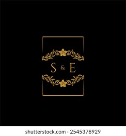 SE initial monogram decoration for wedding logo with creative square line