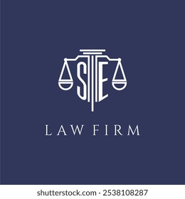 SE initial monogram for lawfirm logo with scales vector image