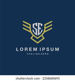 SE initial monogram logo for creative eagle line image vector design