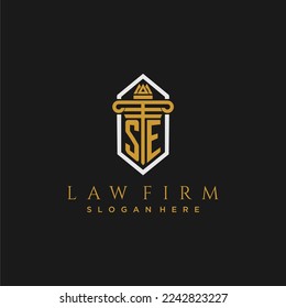 SE initial monogram logo for lawfirm with pillar in creative polygon design