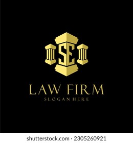 SE initial monogram logo for lawfirm with pillar design