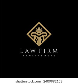 SE initial monogram logo for lawfirm with pillar in creative square design