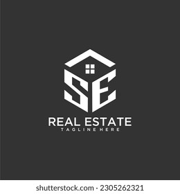 SE initial monogram logo for real estate with polygon shape creative design