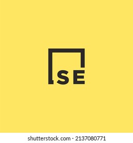 SE initial monogram logo with square style design