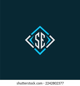 SE initial monogram logo with square style design