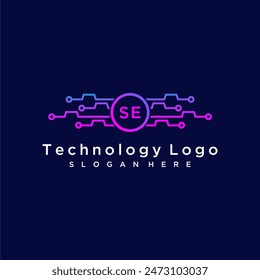 SE initial monogram for technology logo with circle style design