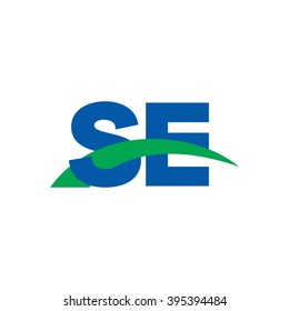 SE initial overlapping swoosh letter logo blue green