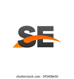 SE initial overlapping swoosh letter logo black orange