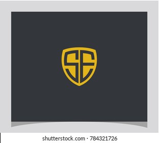 SE initial shield gold color icon letter logo vector eps 10