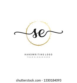 SE initial signature logo. handwriting logo template vector,