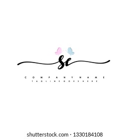 SE initial signature logo. handwriting logo template vector,