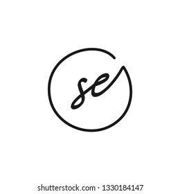 SE initial signature logo. handwriting logo template vector,