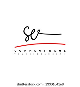 SE initial signature logo. handwriting logo template vector,