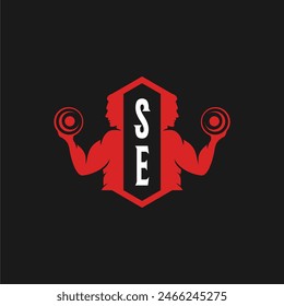 SE initials fitness sport gym logo design vector