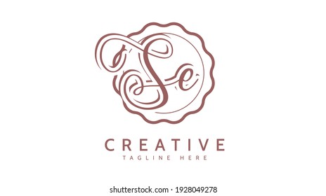 SE Initials, handwriting logo vector