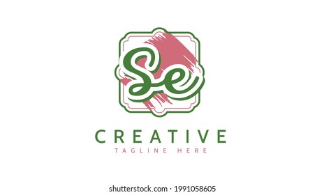 SE Initials, handwriting logo vector